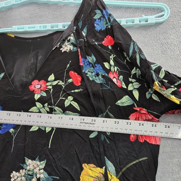 Old Navy Women Dress XXL Black Floral‎ Cold Shoulder V-Neck - Picture 6 of 7